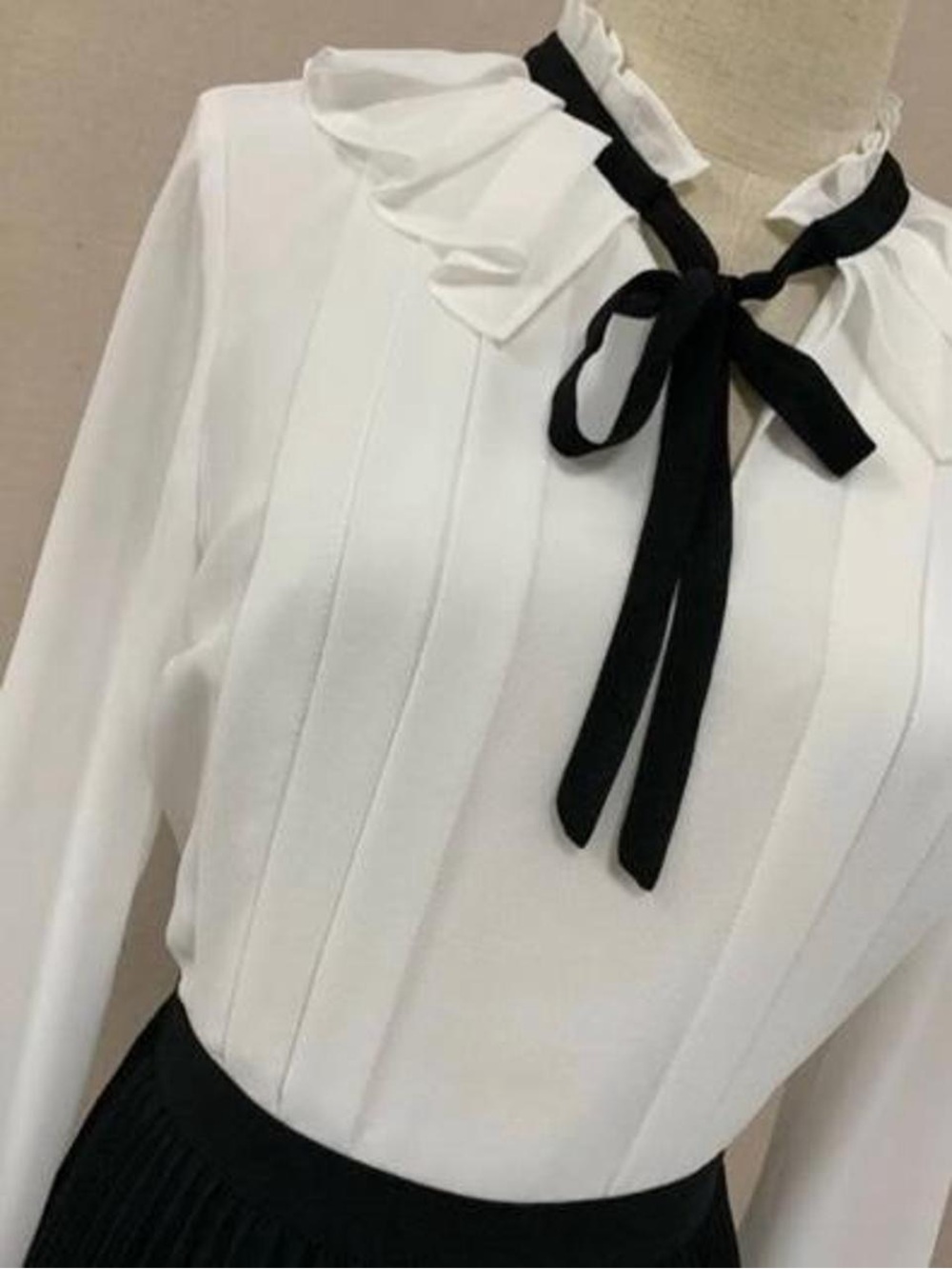 Ted Baker London Black & White Zazu Pleated Midi Dress with Bow Neck - Picture 7 of 16